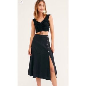 New Free People Poppy Flounce Black Skirt 0